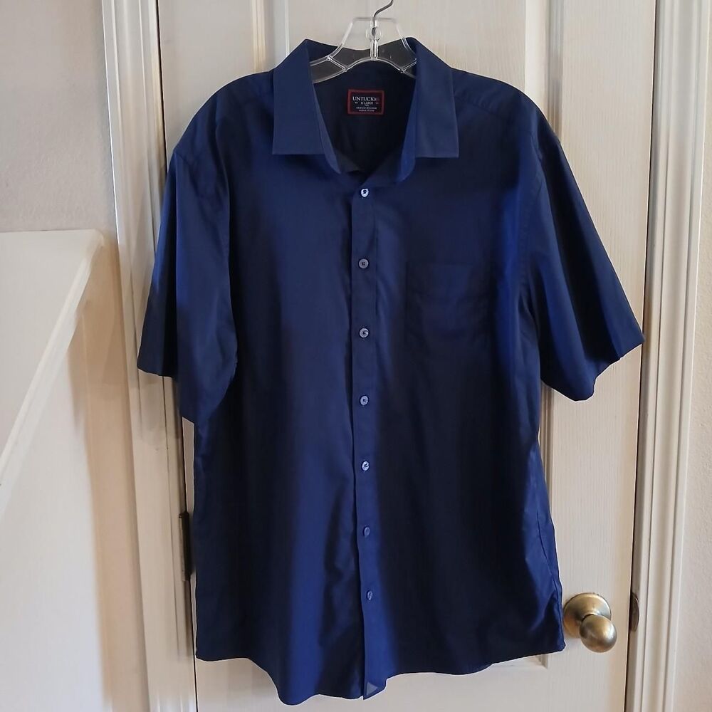 Untuckit Navy Blue Performance Short Sleeve Gironde Shirt XL Gorpcore Golf Basic
